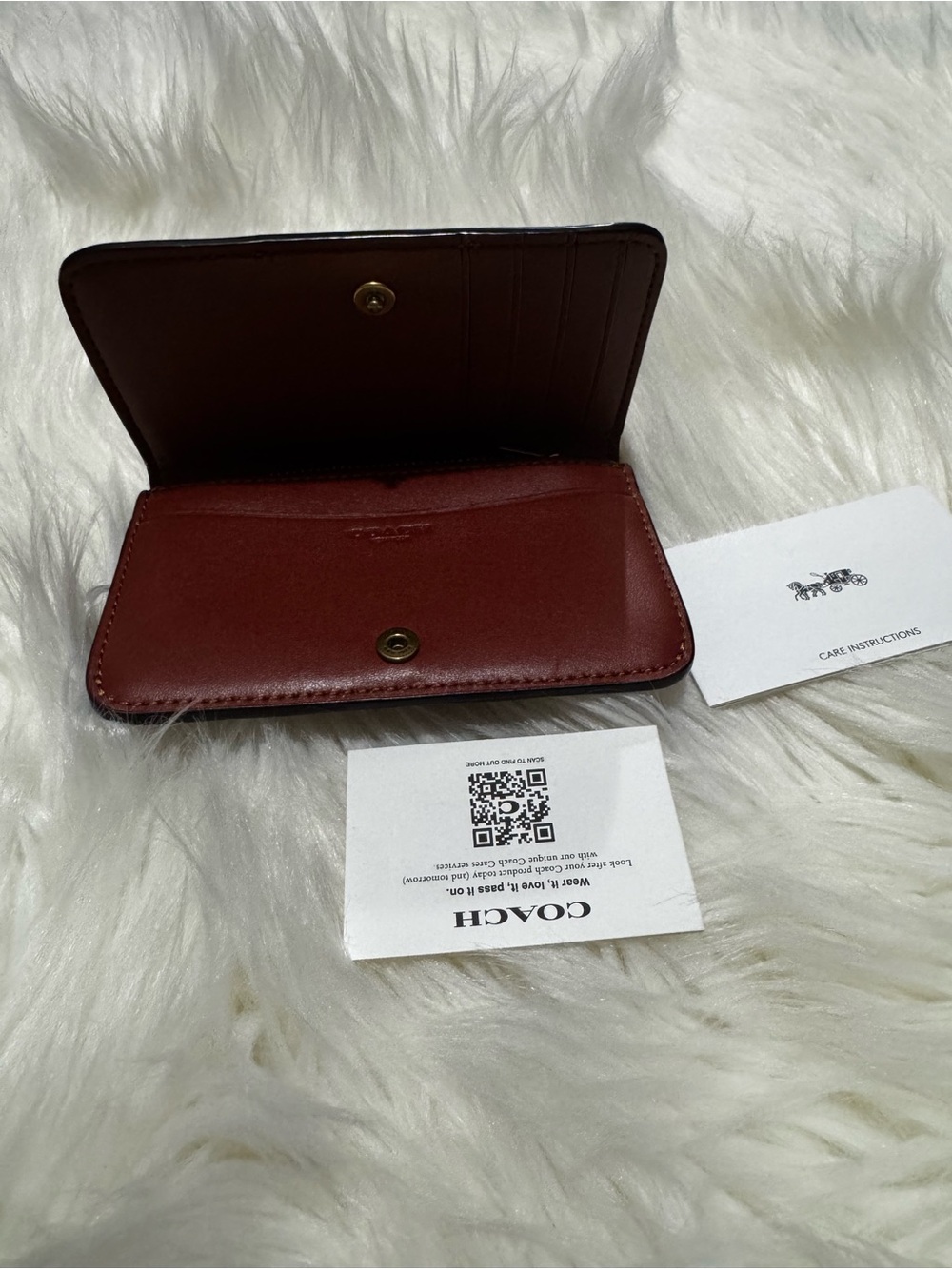 Coach Brown Signature Canvas Wallet with Gold C Accent - Picture 3 of 4